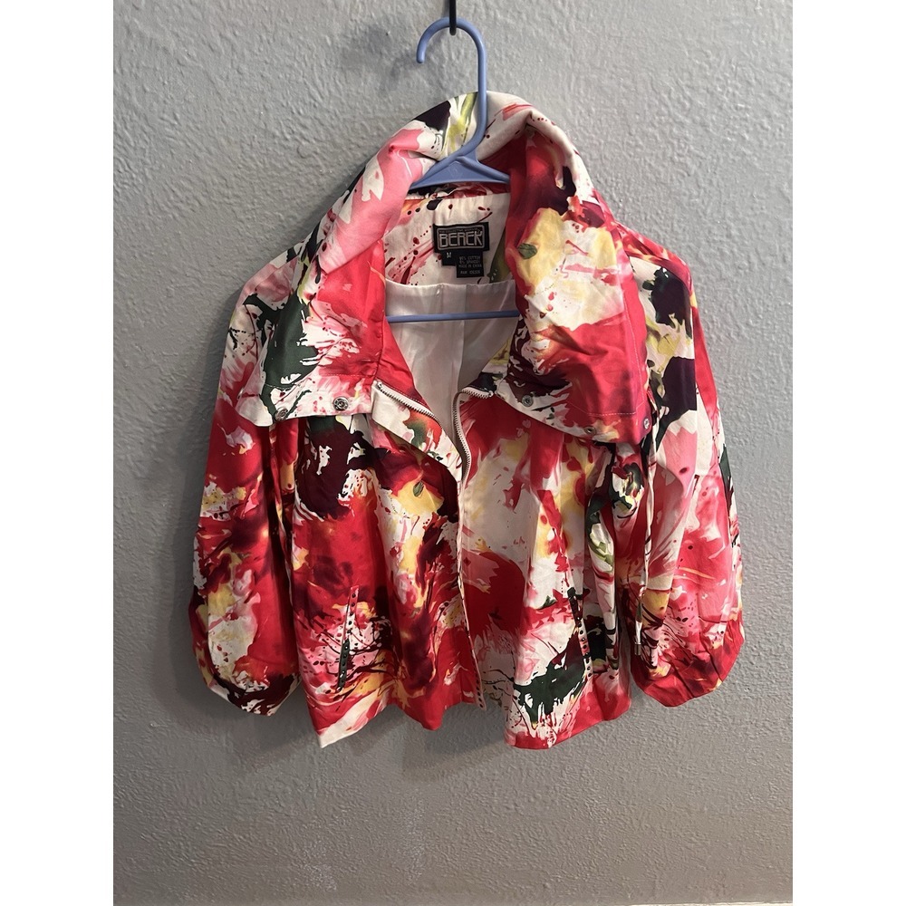 Berek Women's Size Medium Zip Up Studded Jacket Pockets‎ Bright Colors